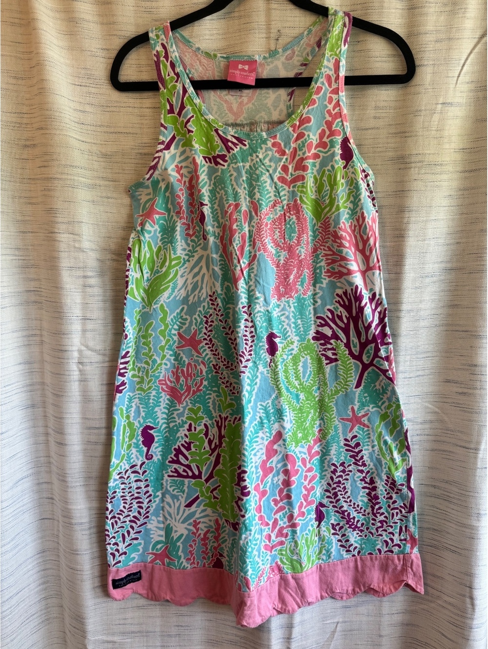 M/L Simply Southern Sleeveless Summer Dress with Scalloped Hem - Size XL